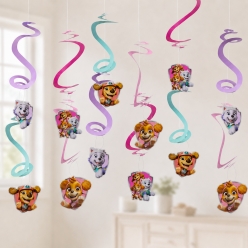 PAW Patrol Girl Pups Hanging Swirl Decorations-12Pk
